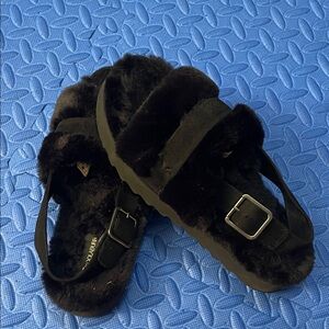 Koolaburra Black Furry Sandals